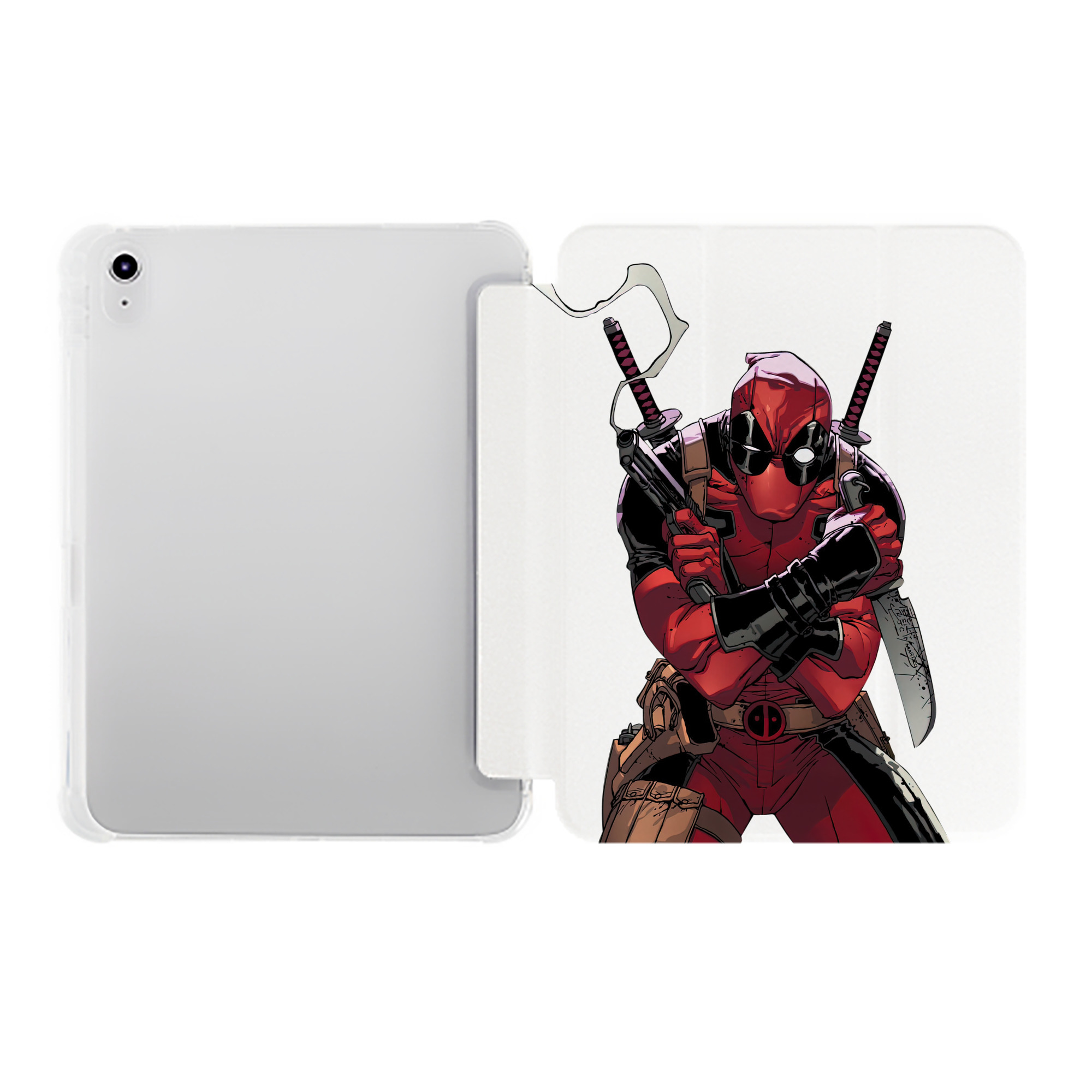 （画像用） Deadpool デッドプール IPad ケース ペン収納付き 三つ折りスタンド PUレザー×シリコン 対応機種9.5/10.5/10.9インチ